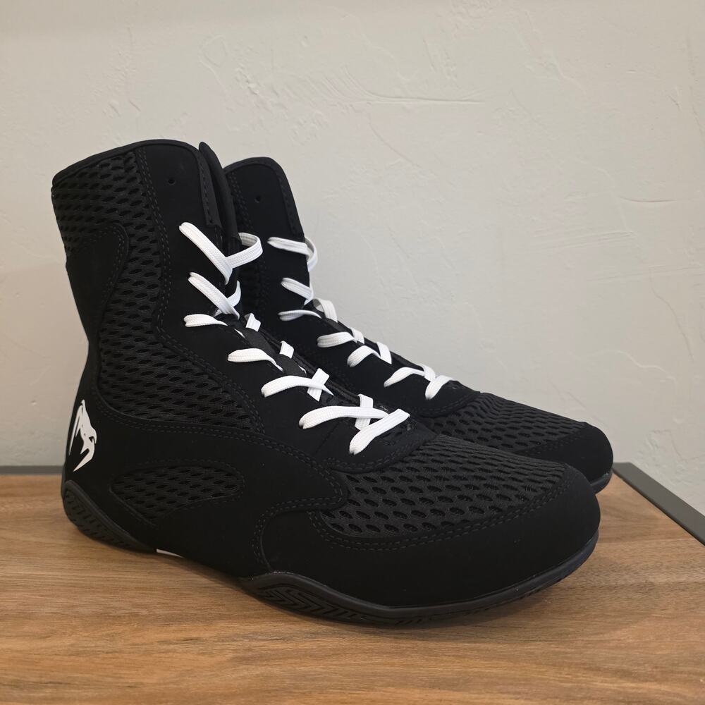 Venum Contender Boxing Shoes Black White High Top Mens Size 9.5 NWOB VENUM-04958